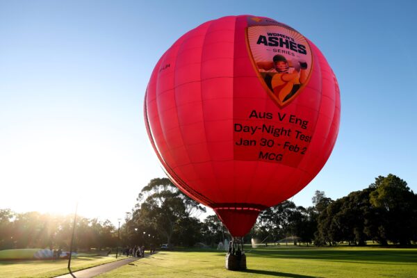 Giant Pink Cricket Ball Soars Over MCG for Women's Day-Night Test