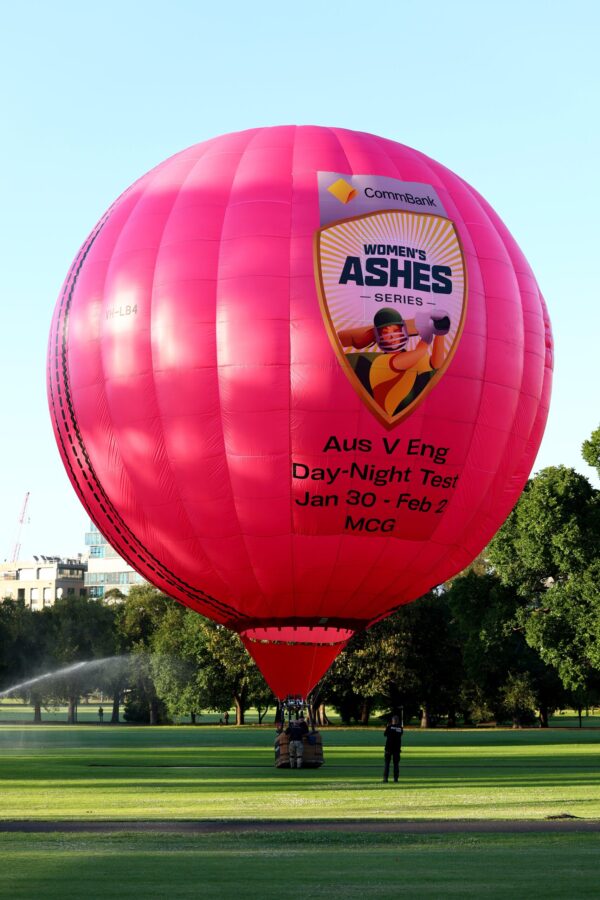 Giant Pink Cricket Ball Soars Over MCG for Women's Day-Night Test