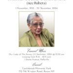 obituary - In loving memory of Thelma Cecilia Gunasekera (nee Rubera)