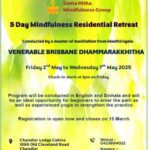 5 Day Mindfulness Residential Retreat - Friday 2nd May to Wednesday 7th May 2025 - 3pm (BRISBANE EVENT )