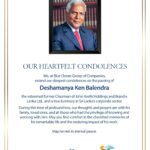 Honoring the Legacy of Deshamanya Ken Balendra A Tribute from Blue Ocean Group