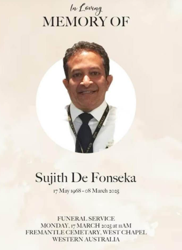 OBITUARY – SUJITH DE FONSEKA – Former Engineer at Gulf Air Oman.