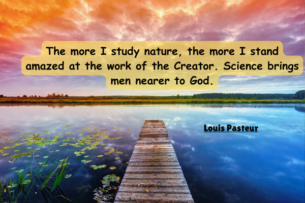 The more I study nature, the more I stand amazed at the work of the Creator. Science brings men nearer to God. Louis Pasteur