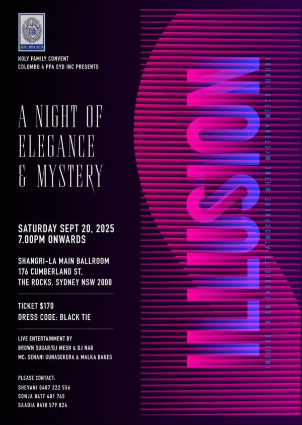 HOLY FAMILY CONVENT COLOMBO 4 PPA SYD INC PRESENTS - A NIGHT OF ELEGANCE & MYSTERY - SATURDAY SEPT 20 2025 - 7.00PM ONWARDS ( Sydney Event)