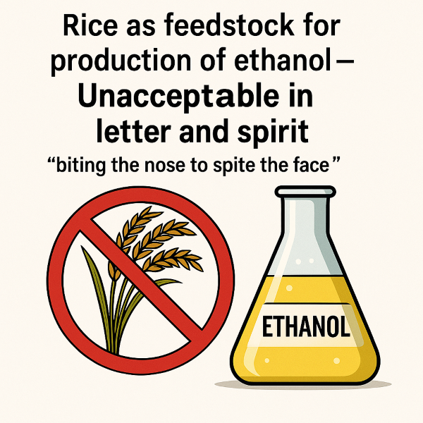 IS IT APPROPRIATE TO USE RICE AS FEEDSTOCK FOR ETHANOL PRODUCTION IN INDIA - By N.S.Venkataraman