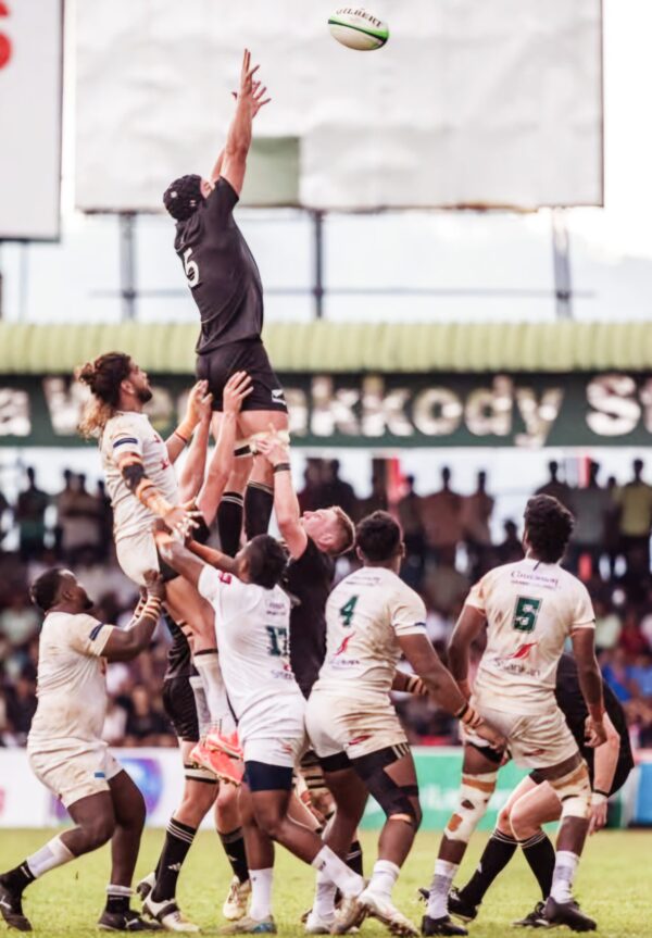 'Small Blacks' give Tuskers a Rugby lesson at Nittawela. Brilliant running rugby reduces locals to an awesome inspiring experience.  - BY TREVINE RODRIGO IN MELBOURNE.  (eLanka Sports Editor).