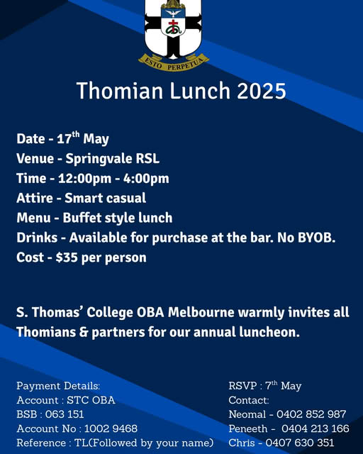 THOMIAN LUNCH 17TH MAY 2025