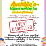 This event has been cancelled - Cancer Council Australia ’s biggest morning tea (in the afternoon)   - Sunday, 1 June 2025, - 3-6pm ( Melbourne Event )