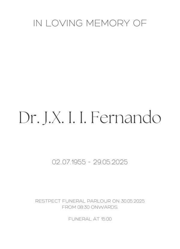 A Tribute to My Beloved Friend - Inba Kumar Fernando - By Desmond Corteling