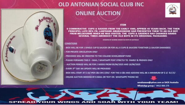 Old Antonian Social Club Inc (SACKOBA AUS) - ON LINE AUCTION