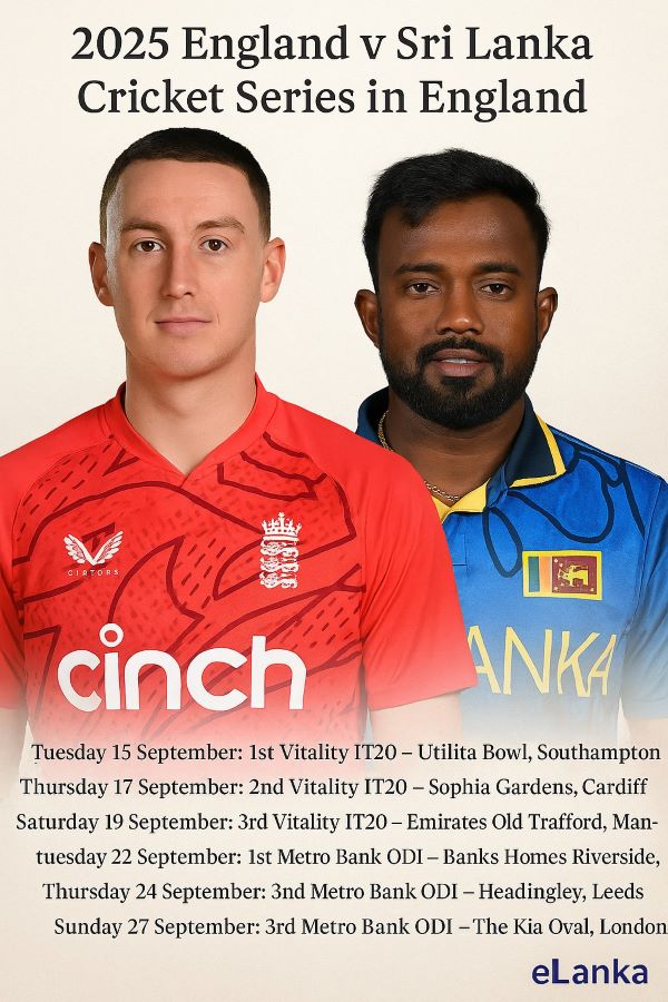 2025 England v Sri Lanka Cricket Series in England 2