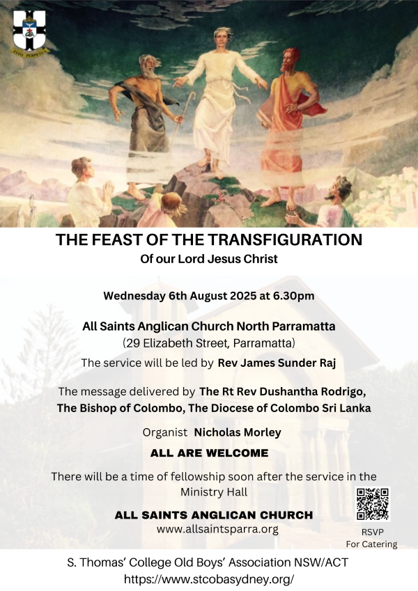 THE FEAST OF THE TRANSFIGURATION Of our Lord Jesus Christ - Wednesday 6th August 2025 at 6.30pm ( Sydney Event)