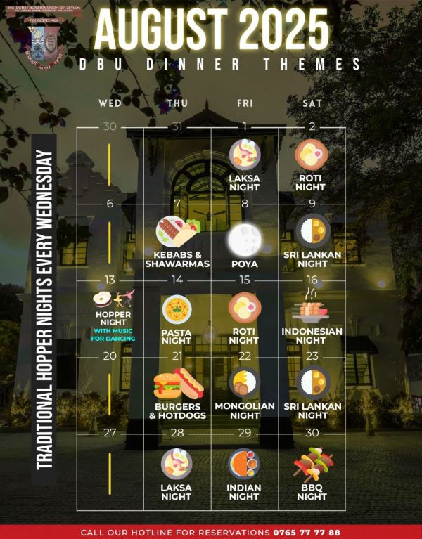 DBU DINNER THEMES - AUGUST 2025 ( Colombo Events )