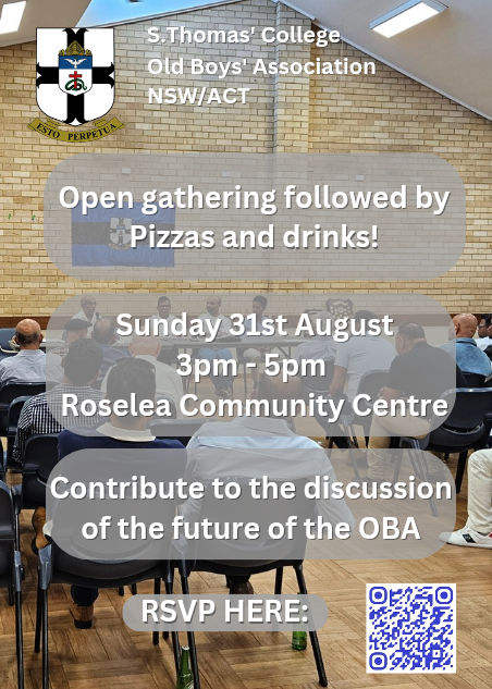 S.Thomas' College Old Boys' Association NSWACT Open gathering followed by Pizzas and drinks - Sunday 31st August 3pm-5pm ( Sydney Event )