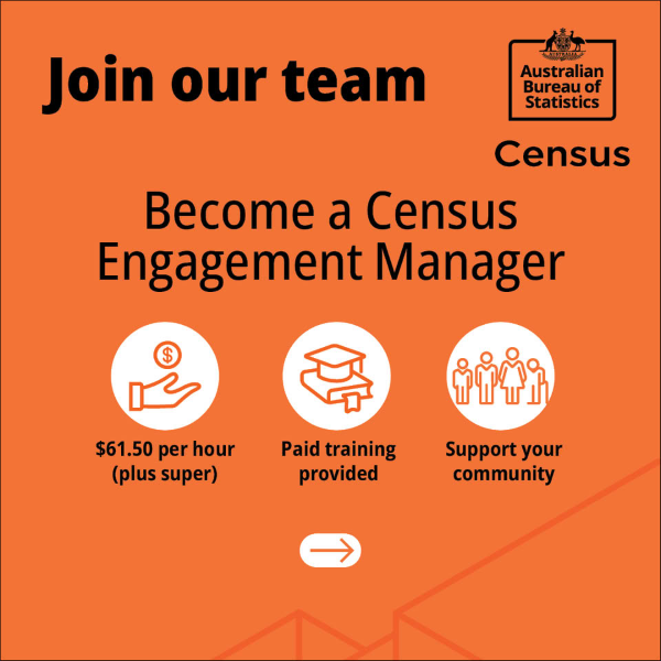 The Australian Bureau of Statistics is hiring multiple Census Engagement Managers across Australia 2